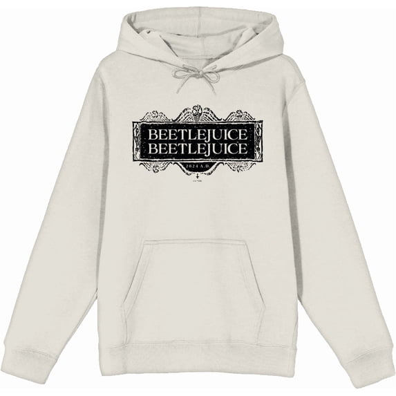 Beetlejuice Beetlejuice Black Sign Logo Adult Sand Long Sleeve Hoodie-XL