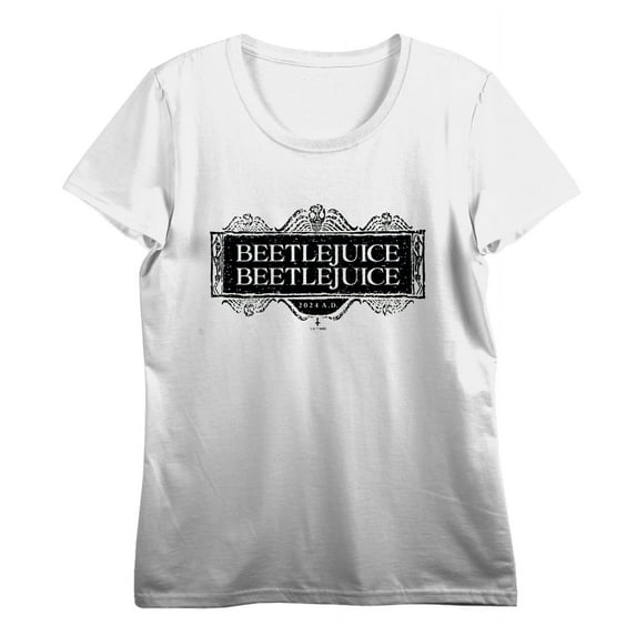 Beetlejuice Beetlejuice Black Sign Logo Women's Vivid White Crop Tee-XXL