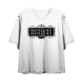 thumbnail image 1 of Beetlejuice Beetlejuice Black Sign Logo Women's White Crop Tee-XS, 1 of 3