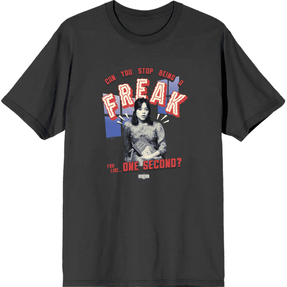 Beetlejuice Beetlejuice Can You Stop Being A Freak Charcoal Men's Crew Neck Short Sleeve Tee-Large