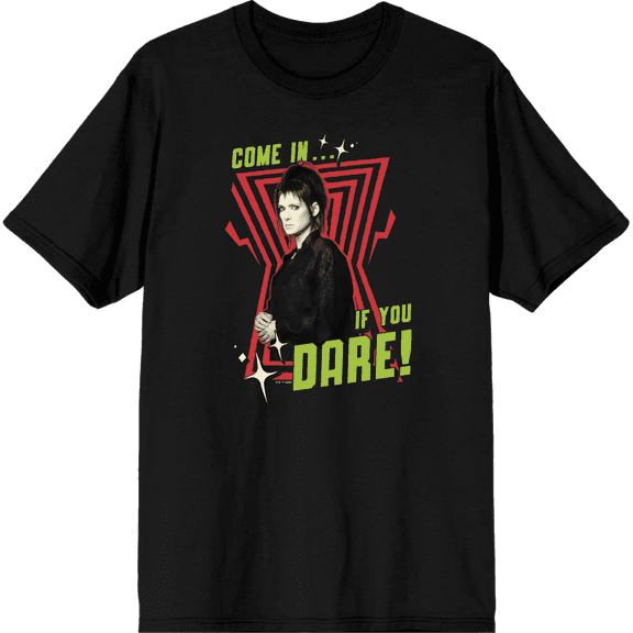 Beetlejuice Beetlejuice Come In If You Dare Men's Black Crew Neck Short Sleeve Tee-Medium