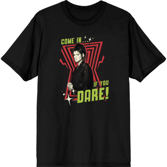 Beetlejuice Beetlejuice Come In If You Dare Men's Black Crew Neck Short Sleeve Tee-XS