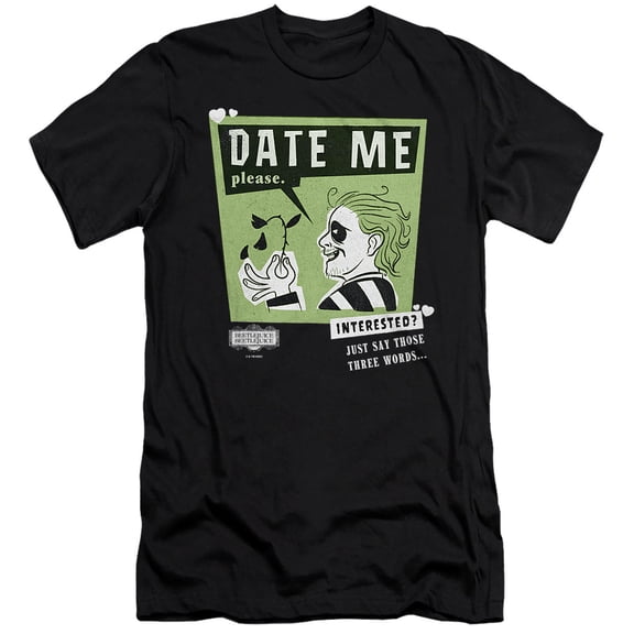 Beetlejuice Beetlejuice Date Me Unisex Adult Canvas Brand T Shirt, Black, 2X-Large