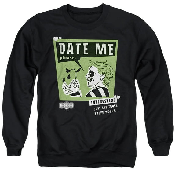 Beetlejuice Beetlejuice Date Me Unisex Adult Crewneck Sweatshirt, Black, Small