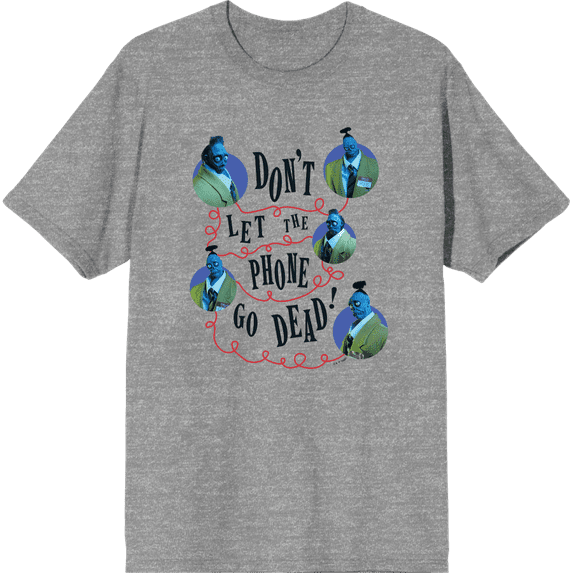 Beetlejuice Beetlejuice Don't Let The Phone Go Dead Heather Gray Men's Crew Neck Short Sleeve Tee-Large