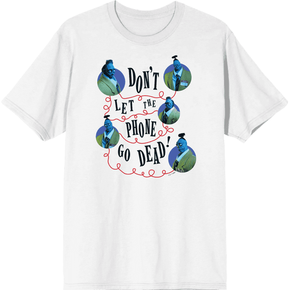 Beetlejuice Beetlejuice Don't Let The Phone Go Dead Men's White Crew Neck Short Sleeve Tee-3XL