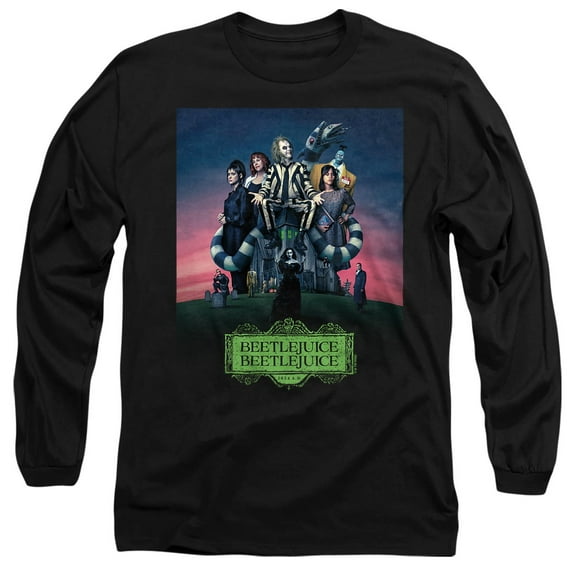 Beetlejuice Beetlejuice Gangs All Here Unisex Adult Long-Sleeve T Shirt, Black, X-Large