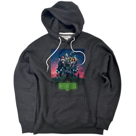 Beetlejuice Beetlejuice Gangs All Here Unisex Adult Slim Fit Pull-Over Heather Hoodie, Charcoal, Medium