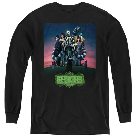 Beetlejuice Beetlejuice Gangs All Here Youth Long Sleeve T Shirt, Black, X-Large