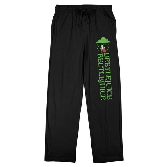 Beetlejuice Beetlejuice Green Title Men's Black Sleep Pajama Pants-Small