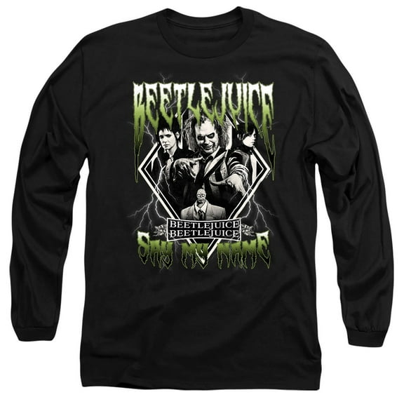 Beetlejuice Beetlejuice Group Band Unisex Adult Long-Sleeve T Shirt, Black, 2X-Large