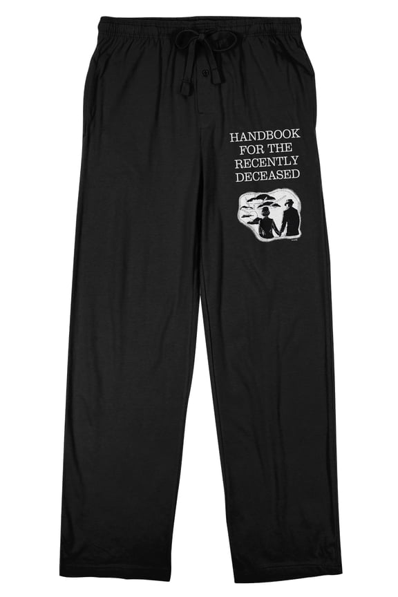 Beetlejuice Beetlejuice "Handbook For the Recently Deceased" Men's Black Sleep Pajama Pants-Large