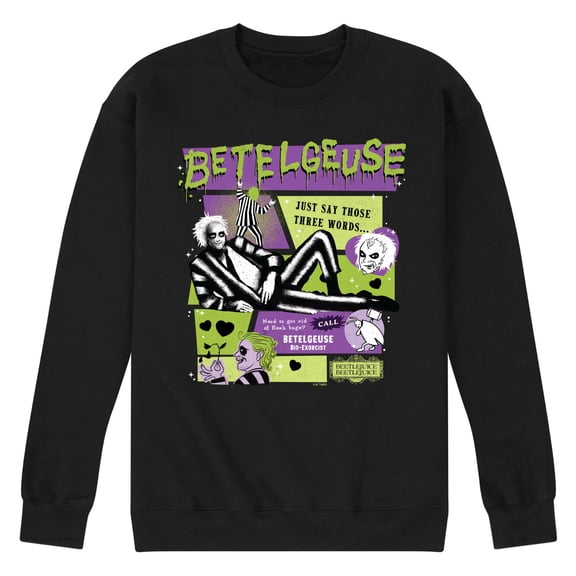 Beetlejuice Beetlejuice - Just Say Those Three Words - Men's Crew Fleece Sweatshirt