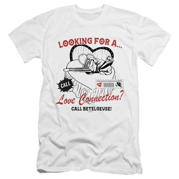 Beetlejuice Beetlejuice Love Beetlejuice Unisex Adult Canvas Brand T Shirt, White, Medium