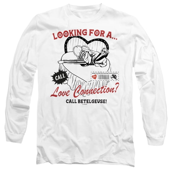 Beetlejuice Beetlejuice Love Beetlejuice Unisex Adult Long-Sleeve T Shirt, White, 2X-Large