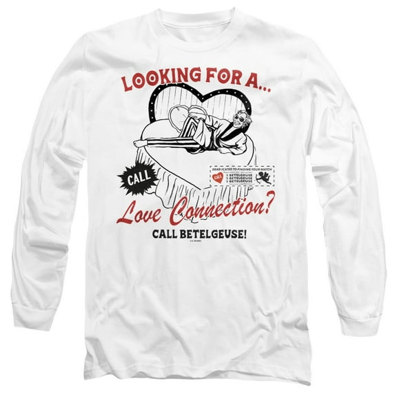 Beetlejuice Beetlejuice Love Beetlejuice Unisex Adult Long-Sleeve T Shirt, White, X-Large