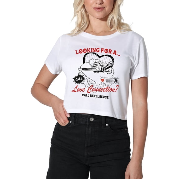 Beetlejuice Beetlejuice Love Beetlejuice Women's Crop Top T-Shirt, White, Large
