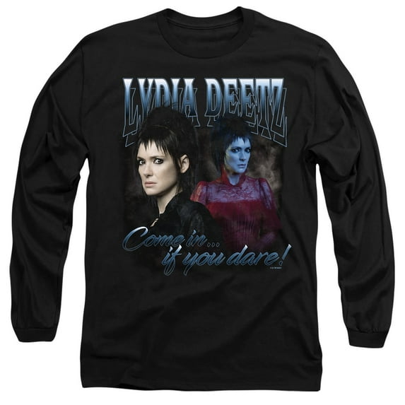 Beetlejuice Beetlejuice Lydia Homage Unisex Adult Long-Sleeve T Shirt, Black, Large