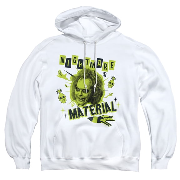 Beetlejuice Beetlejuice Nightmare Material Adult Pull-Over Hoodie, White, Large