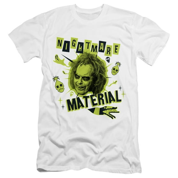 Beetlejuice Beetlejuice Nightmare Material Unisex Adult Canvas Brand T Shirt, White, Small