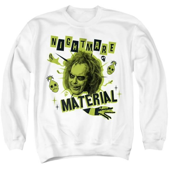 Beetlejuice Beetlejuice Nightmare Material Unisex Adult Crewneck Sweatshirt, White, 3X-Large
