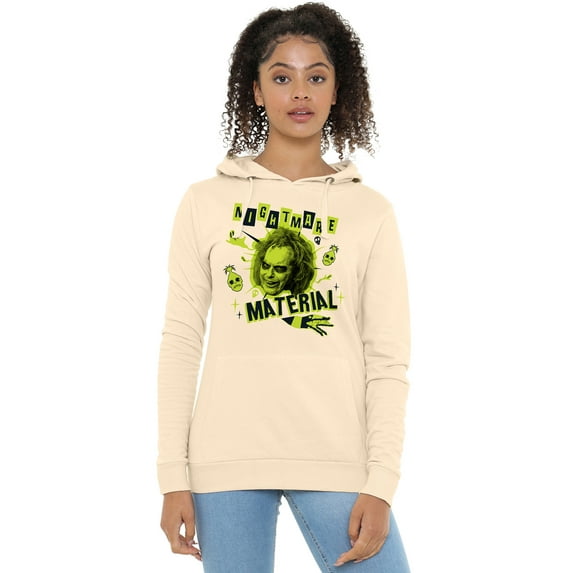 Beetlejuice Beetlejuice Nightmare Material Women's Pullover Hoodie, Stone, X-Large