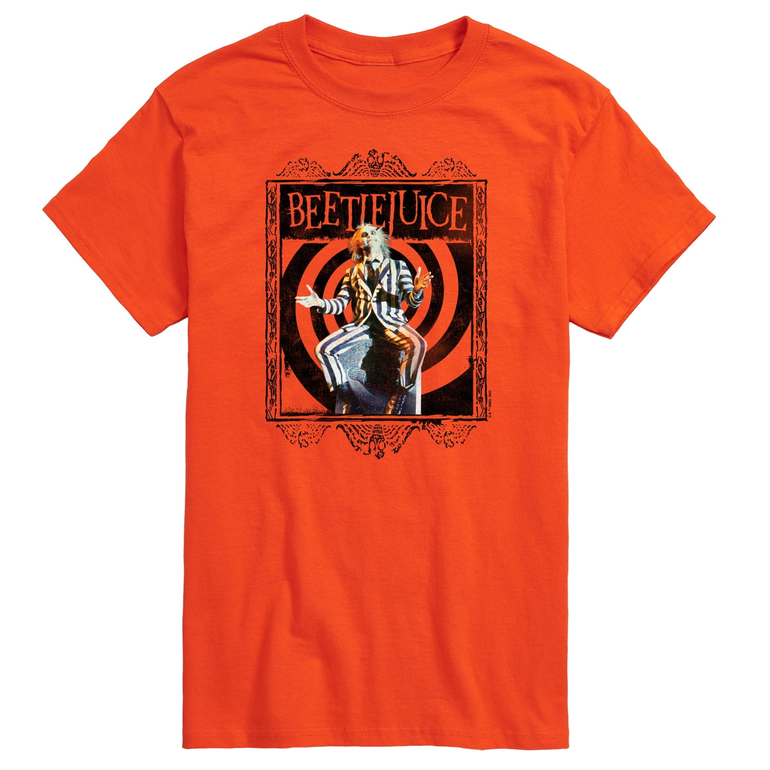 BEETLEJUICE Headstone Baseball T-Shirt - Officially Licensed 3/4 Sleeve Tee (Black-White) - View #9