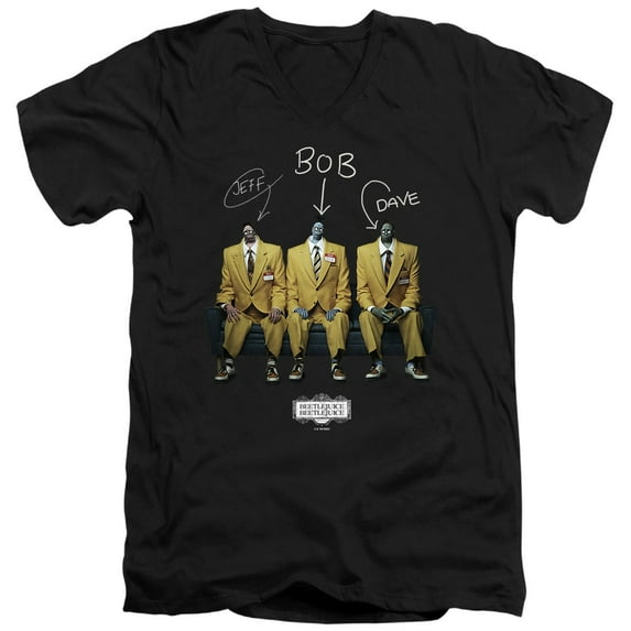 Beetlejuice Beetlejuice Shrinker Group Unisex Adult V-Neck T Shirt (X-Large) Black