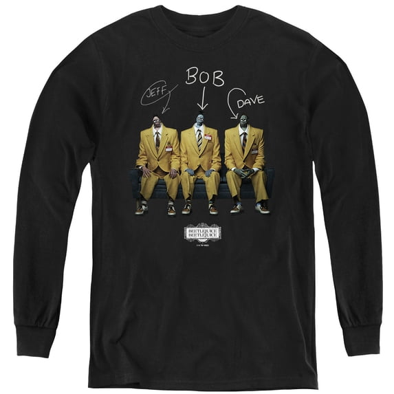 Beetlejuice Beetlejuice Shrinker Group Youth Long Sleeve T Shirt, Black, X-Large