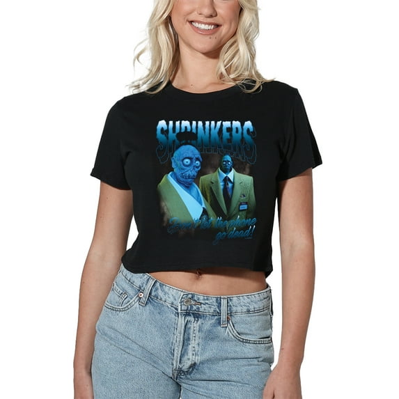 Beetlejuice Beetlejuice Shrinkers Homage Women's Crop Top T-Shirt, Black, Medium