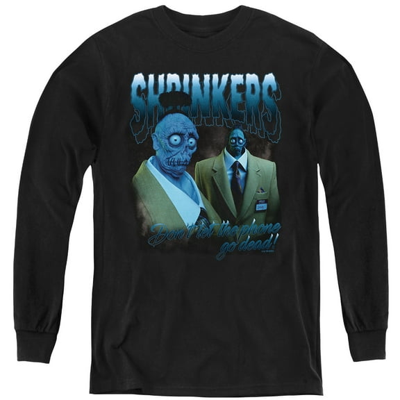 Beetlejuice Beetlejuice Shrinkers Homage Youth Long Sleeve T Shirt, Black, Large