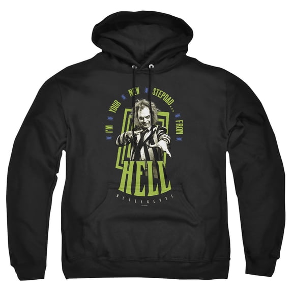 Beetlejuice Beetlejuice Stepdad From Hell Adult Pull-Over Hoodie, Black, Large