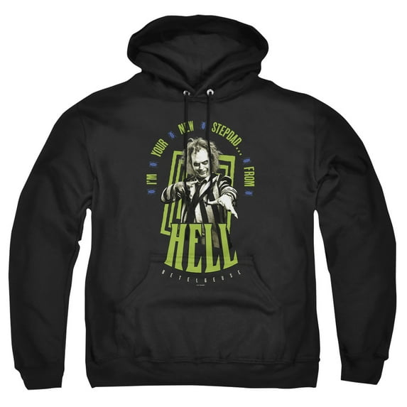 Beetlejuice Beetlejuice Stepdad From Hell Adult Pull-Over Hoodie, Black, Large