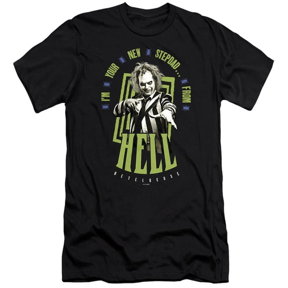 Beetlejuice Beetlejuice Stepdad From Hell Unisex Adult Canvas Brand T Shirt, Black, Medium