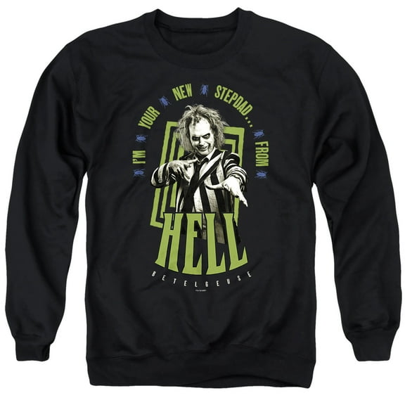 Beetlejuice Beetlejuice Stepdad From Hell Unisex Adult Crewneck Sweatshirt, Black, Large