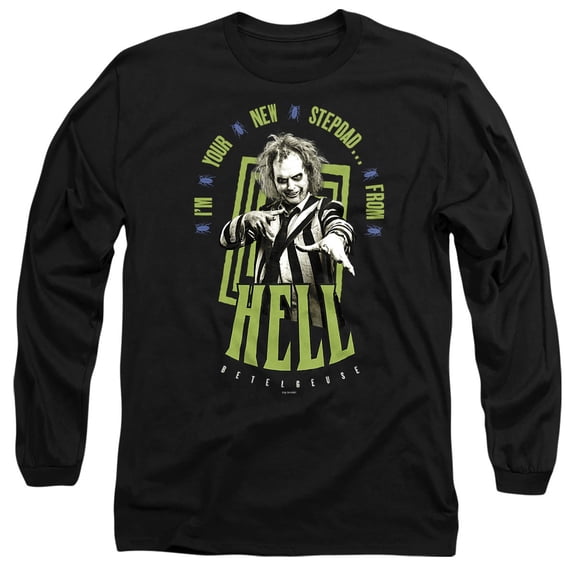 Beetlejuice Beetlejuice Stepdad From Hell Unisex Adult Long-Sleeve T Shirt, Black, X-Large