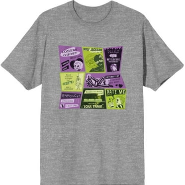 Beetlejuice Beetlejuice Valentine Card Collage Men's Heather Gray Crew Neck Short Sleeve Tee-XXL