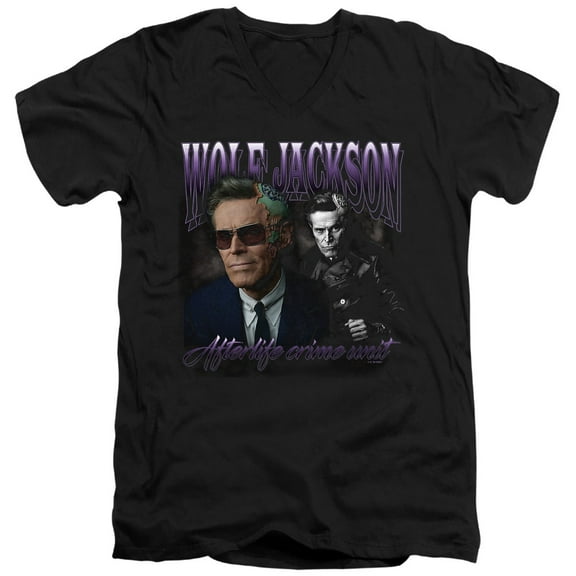 Beetlejuice Beetlejuice Wolf Homage Unisex Adult V-Neck T Shirt (Large) Black