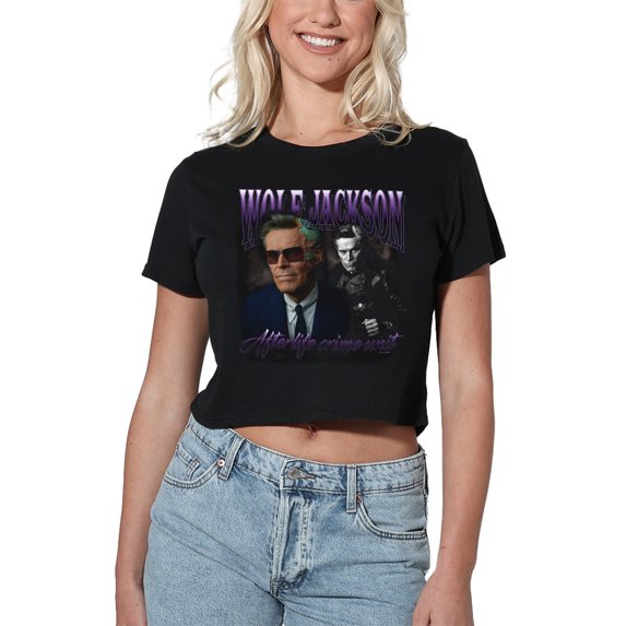 Beetlejuice Beetlejuice Wolf Homage Women's Crop Top T-Shirt, Black, Small