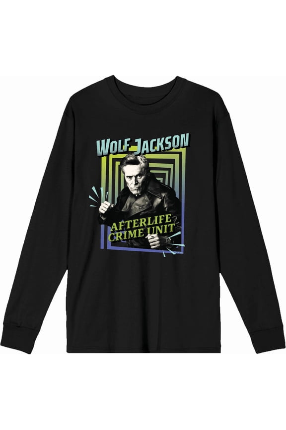 Beetlejuice Beetlejuice Wolf Jackson Afterlife Adult Black Crew Neck Long Sleeve Tee-3XL
