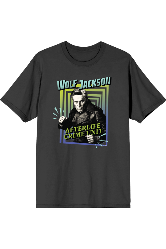 Beetlejuice Beetlejuice Wolf Jackson Afterlife Charcoal Men's Crew Neck Short Sleeve Tee-Medium