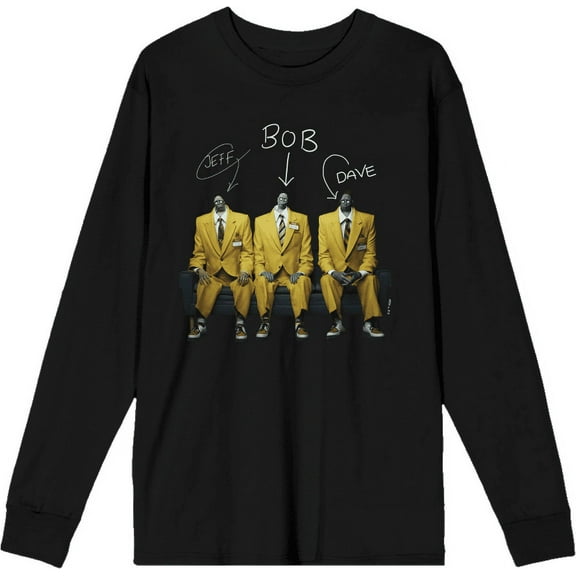 Beetlejuice Beetlejuice Yellow Suit Zombies Adult Black Crew Neck Long Sleeve Tee-3XL