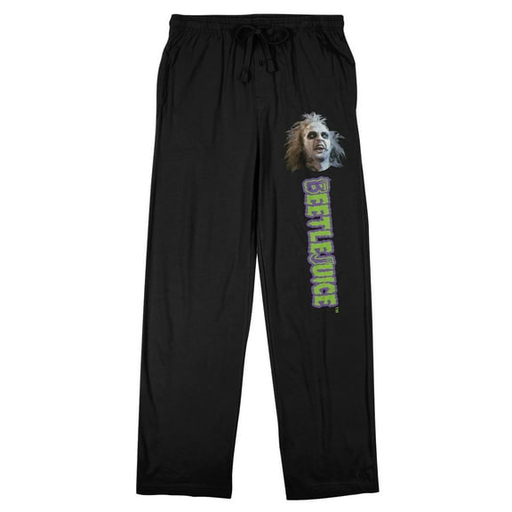 Beetlejuice Betelgeuse Face & Logo Men's Black Sleep Pajama Pants-XL
