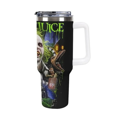 Beetlejuice Betelgeuse Large Capacity Car Cup, 40oz Stainless Steel Travel Mug With Handle, Double Layer Vacuum Insulated Cup, Coffee Cup , With Lid And Straw, Best Festivals Gift, Halloween Gift, Ch