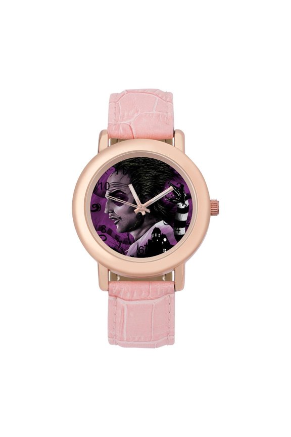 Beetlejuice Betelgeuse Soft Leather Strap Watch Adult Classic Ladies Leather Strap Wrist Watch Adjustable Fit for Wrist Sizes 5.7" to 8.7"