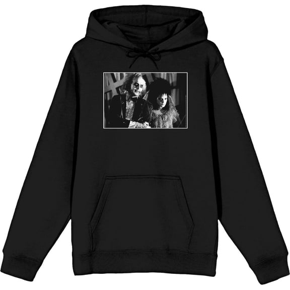 Beetlejuice Black & White Wedding Screenshot Adult Black Long Sleeve Hoodie-Large