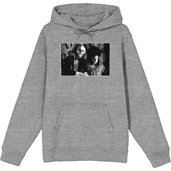 Beetlejuice Black & White Wedding Screenshot Adult Heather Gray Long Sleeve Hoodie-XL