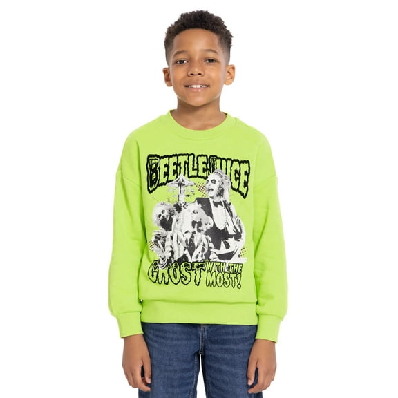 Beetlejuice Boys Long Sleeve Halloween Graphic Crewneck Sweatshirt, Sizes 4-18