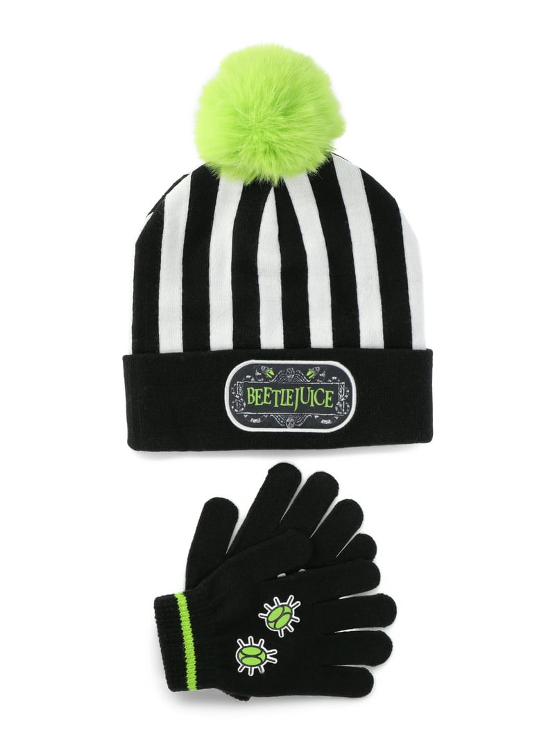 Beetlejuice Boys Beanie Hat with Pom and Gloves, 2-Piece Set  display picture 1