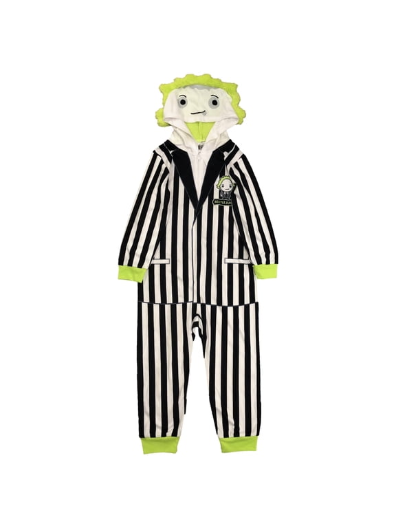 Boys Striped Beetle Juice Union Suit 1pc Sleeper Pajamas Small (6-7)